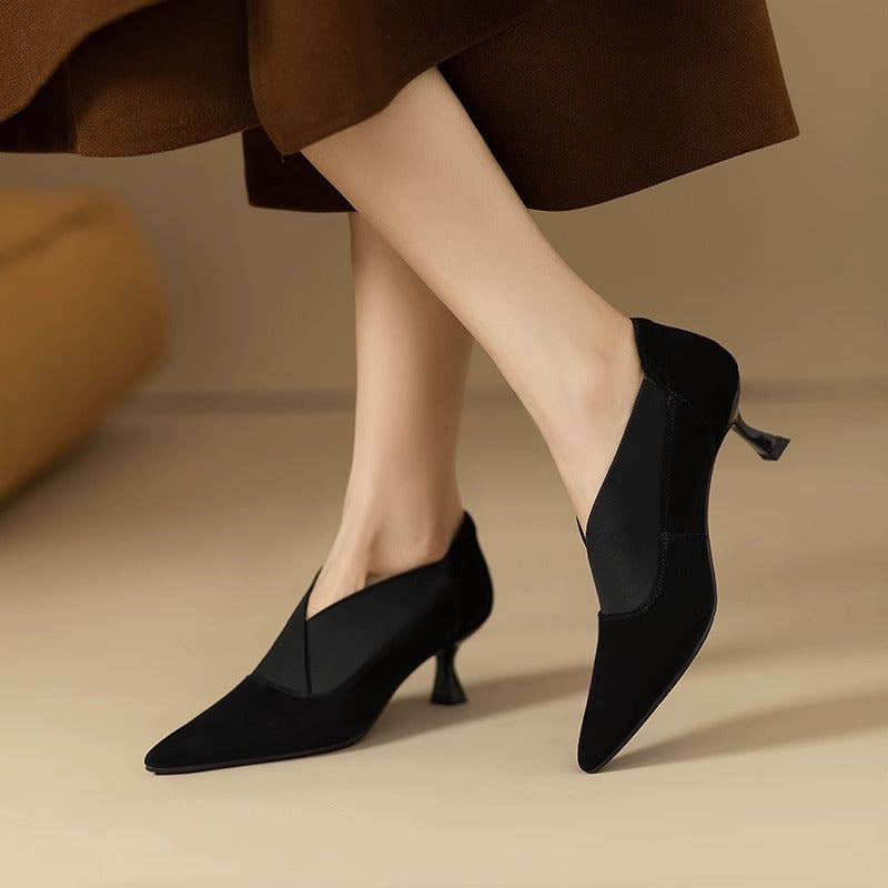 Damen elegante spitze Absatzschuhe mit geschwungenem Design EB