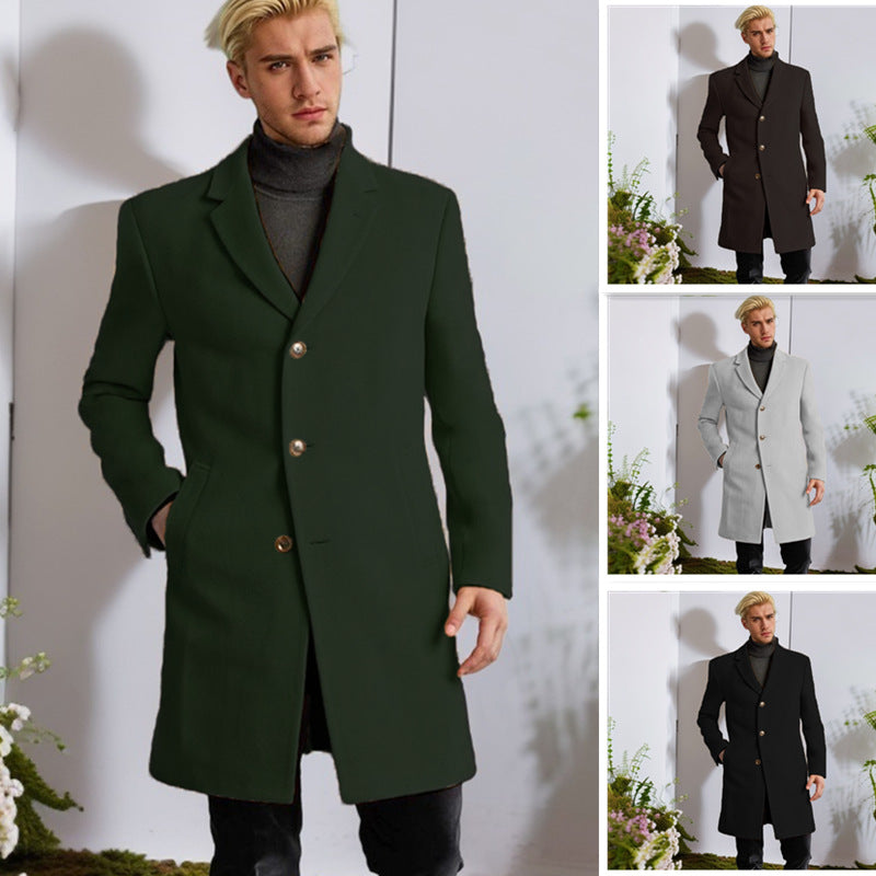 Herren eleganter Langmantel mit goldenen Knöpfen und klassischem Schnitt EB