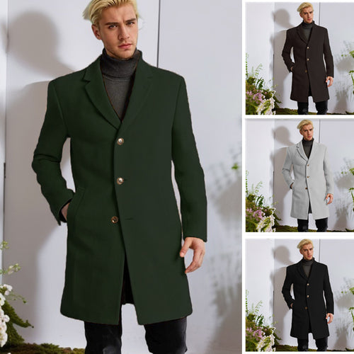 Herren eleganter Langmantel mit goldenen Knöpfen und klassischem Schnitt EB