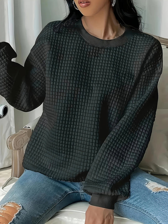 Damen Pullover mit strukturiertem Waffeldesign und lässigem Schnitt EB