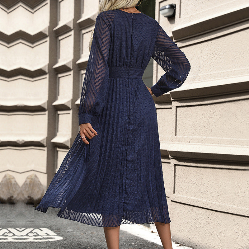 Damen Maxikleid mit fließendem Rock und eleganten Rüschendetails EB