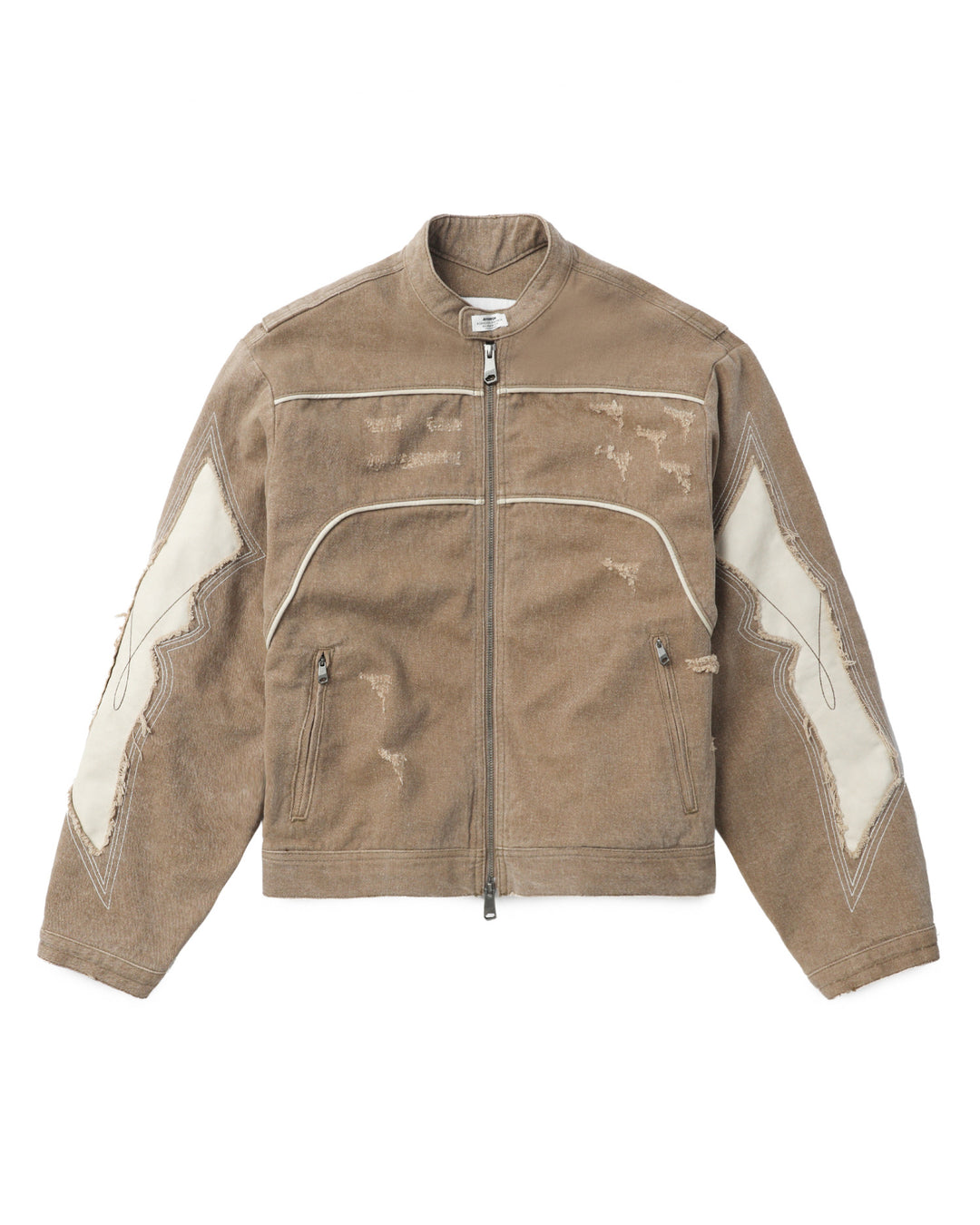 Damen Modische Jacke im Vintage-Stil mit kunstvollen Ziernähten und abgetragenem Effekt EB