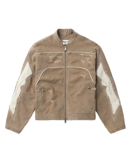 Damen Modische Jacke im Vintage-Stil mit kunstvollen Ziernähten und abgetragenem Effekt EB