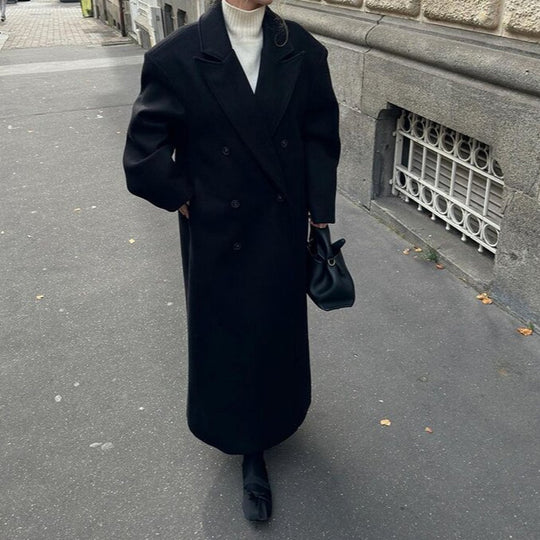 Damen Eleganter doppelt geknöpfter Trenchcoat mit taillierbarem Gürtel und schickem Schnitt EB