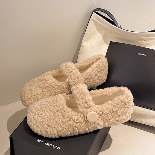 Damen Flauschige Hausschuhe mit elastischem Riemen EB
