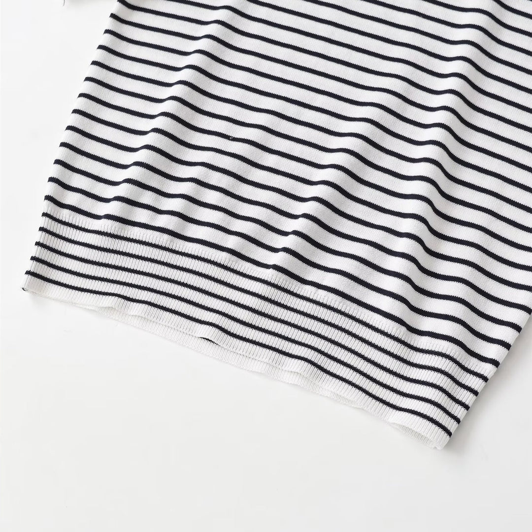 Damen gestreiftes T-Shirt mit kurzen Ärmeln EB