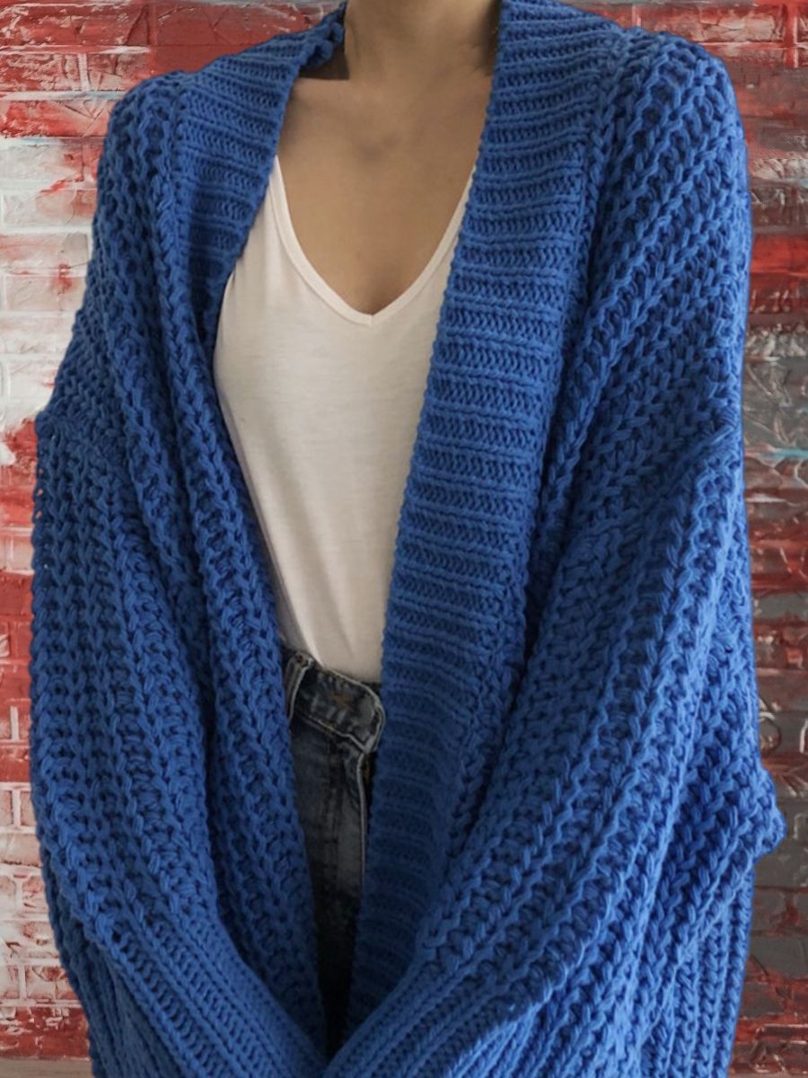Damen Großer Strickcardigan mit offenem Schnitt und breiten Ärmeln EB