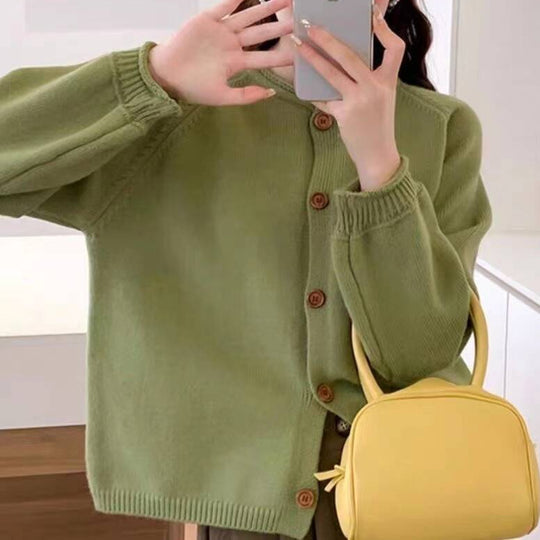 Damen Strickjacke mit asymmetrischem Schnitt und großzügigen Ballonärmeln EB