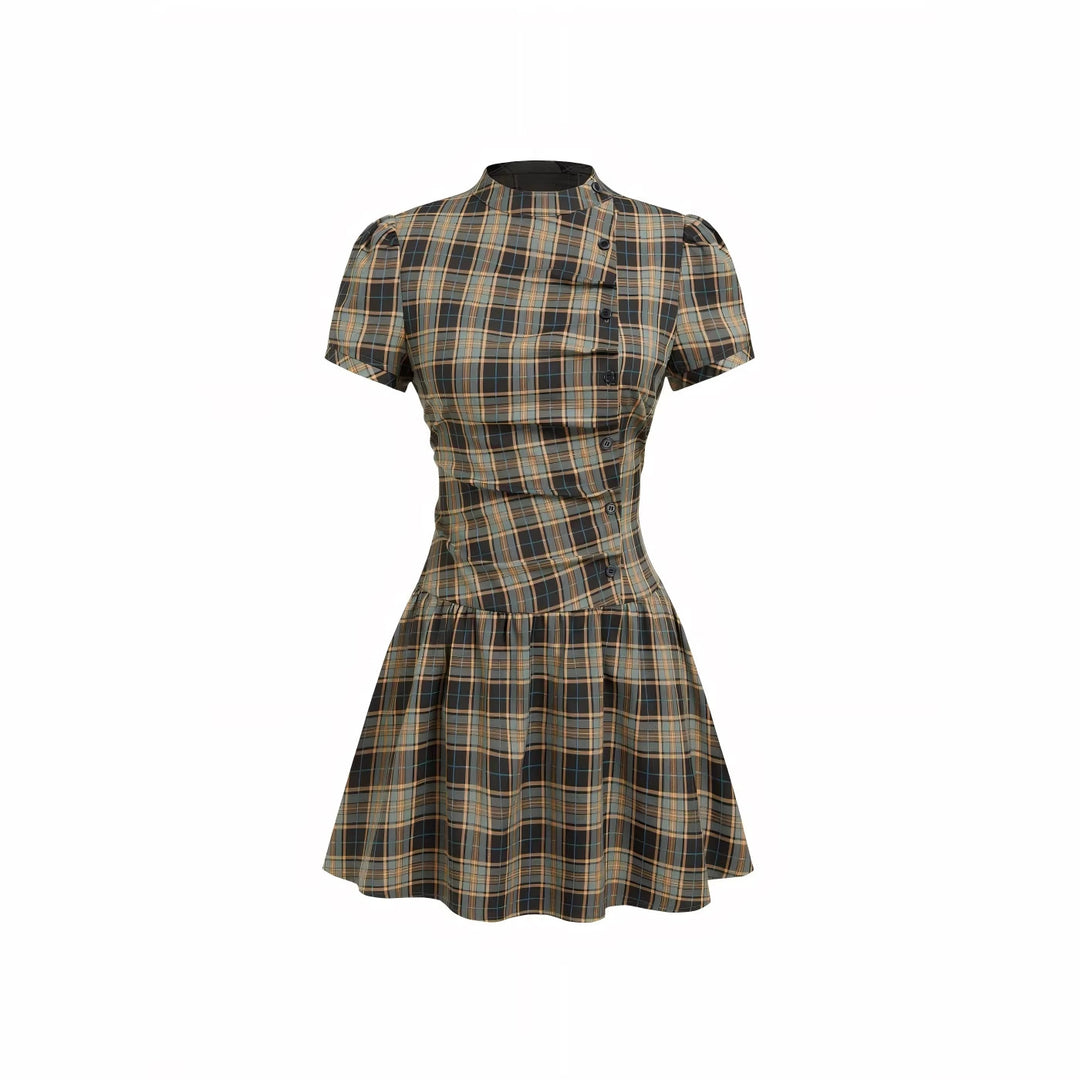 Damen Minikleid mit Knopfdetails und gerafftem Schnitt EB