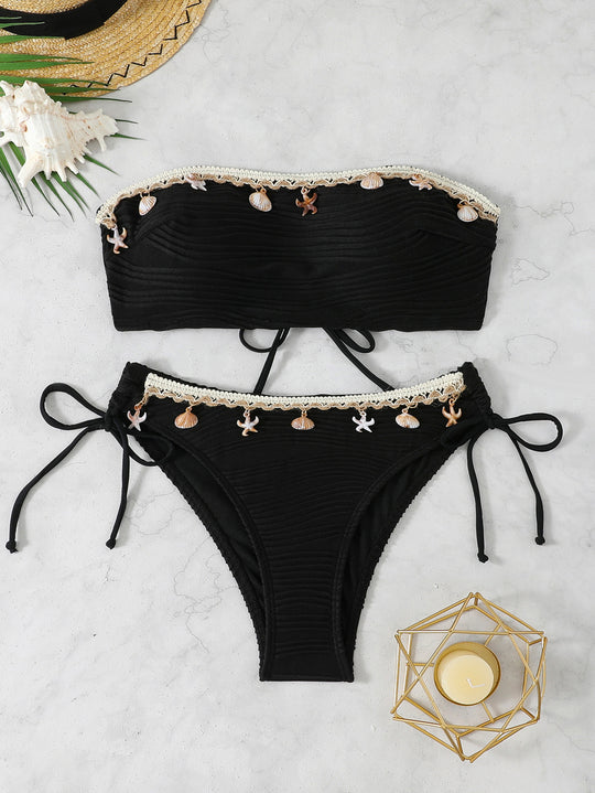 Damen Bandeau-Bikini mit einzigartiger Muschelverzierung EB