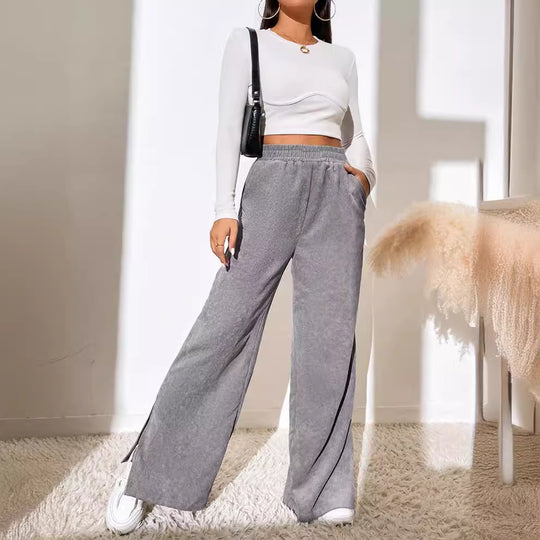 Damen Palazzo-Hose aus feinem Cordstoff mit seitlichen Schlitzen EB