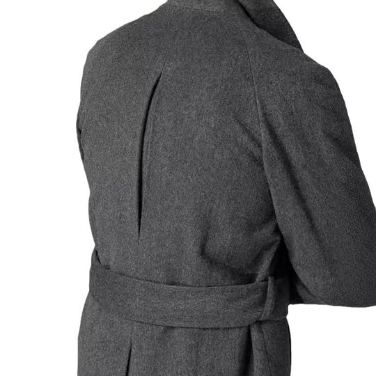 Herren modischer Wolltrenchcoat mit Bindegürtel und großen Taschen EB