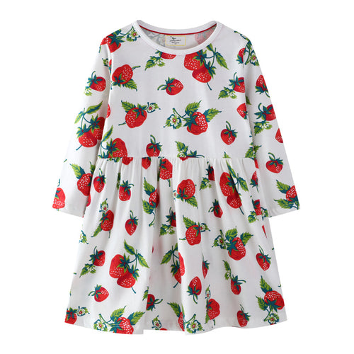 Mädchen Freizeitkleid mit Erdbeer-Muster EB