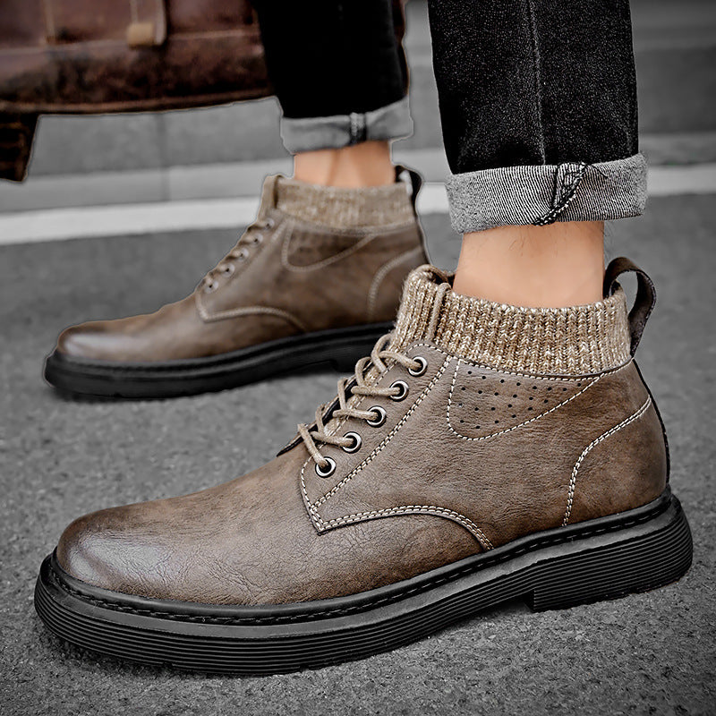 Damen Robuste und stylische Schnürboots mit gestricktem Knöchelbereich EB