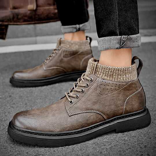 Damen Robuste und stylische Schnürboots mit gestricktem Knöchelbereich EB