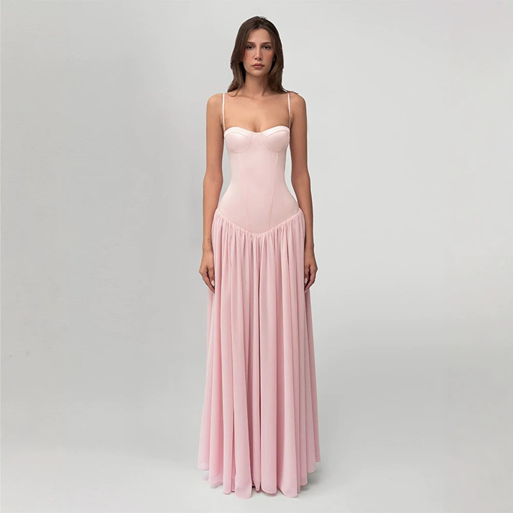Damen nan modellierendes Bustier-Abendkleid mit vorgeformter Miederkonstruktion und weitfallendem Chiffon-Tellerrock EB