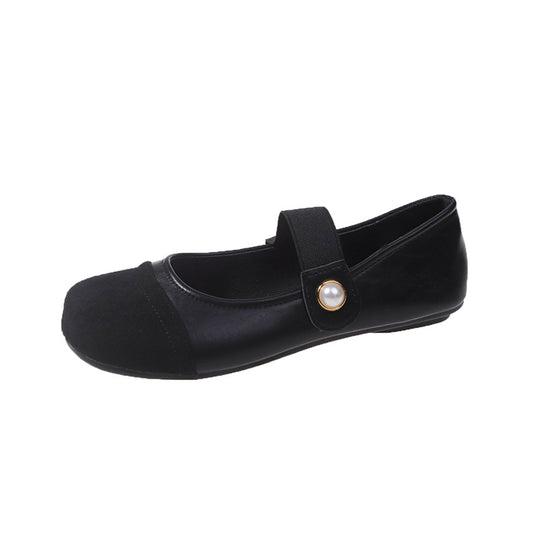Damen Komfortable Ballerinas mit dekorativem Riemen und Perlenausschnitt EB