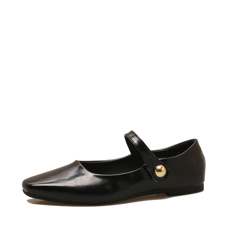 Damen klassische Ballerinas mit elegantem Riemchen und feinem Schnallen-Detail EB