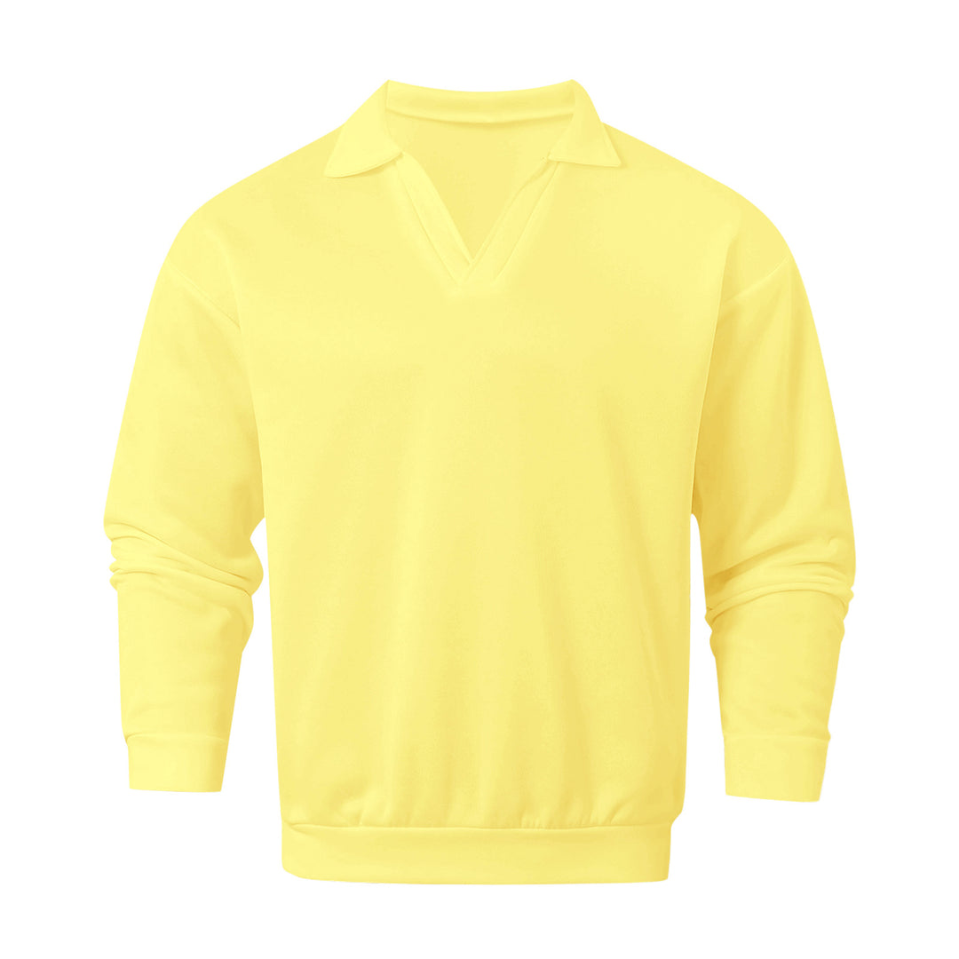 Unisex nan locker geschnittener V-Ausschnitt-Sweatpullover mit Hemdkragen aus Baumwollfleece EB