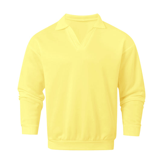 Unisex nan locker geschnittener V-Ausschnitt-Sweatpullover mit Hemdkragen aus Baumwollfleece EB