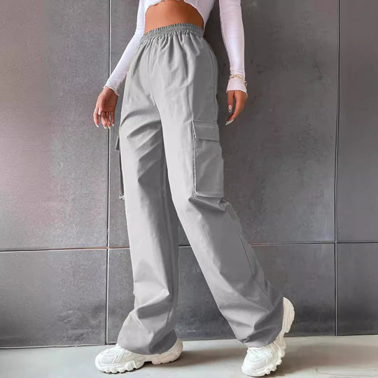 Damen Cargo-Hose mit seitlichen Taschen und elastischem Bund EB
