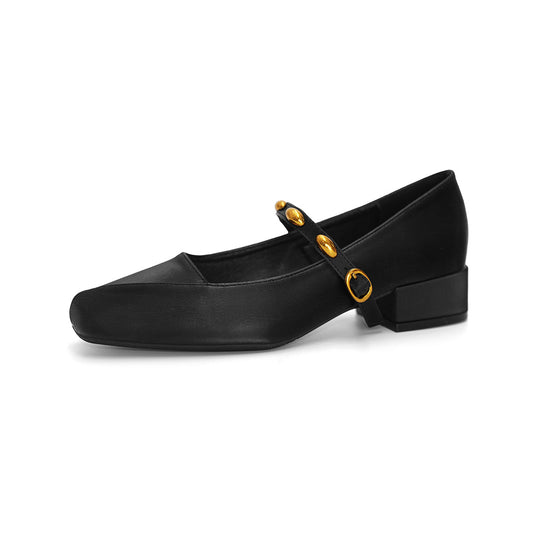 Damen Ballerinas mit elastischem Riemen und dekorativer Schnallenverzierung EB