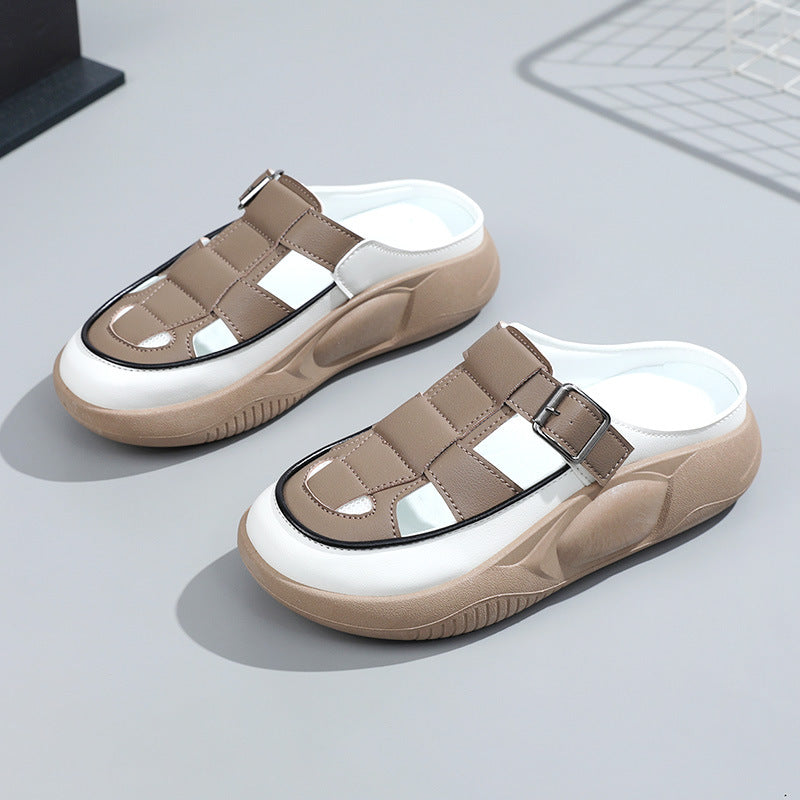 Damen modische Clogs mit verstellbarem Schnallenverschluss und luftiger Oberstruktur EB