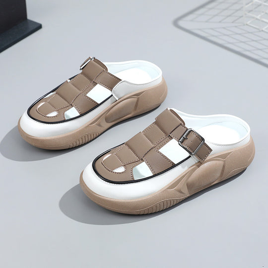Damen modische Clogs mit verstellbarem Schnallenverschluss und luftiger Oberstruktur EB