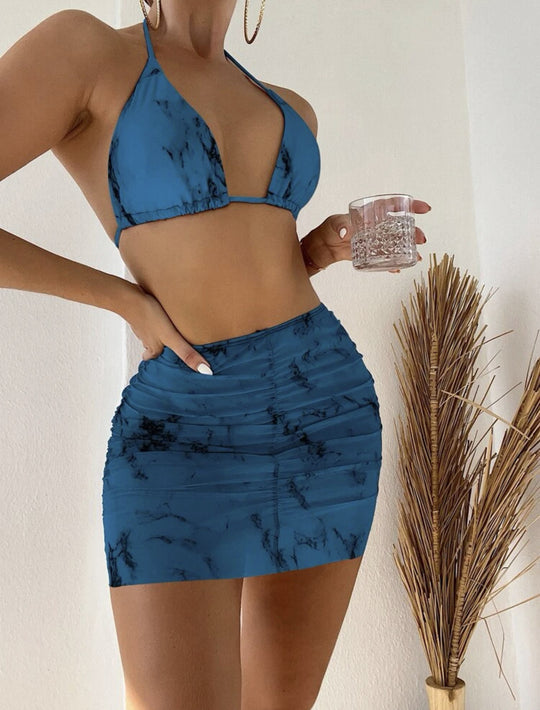 Damen Triangel-Bikini-Set mit raffiniertem Wickelrock EB