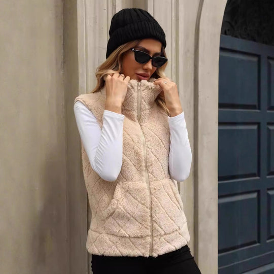 Damen Kuschelige Fleece-Weste mit Kapuze EB