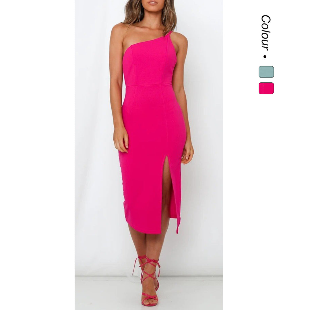 Damen Asymmetrisches Maxikleid mit elegantem Schlitz und tailliertem Schnitt EB