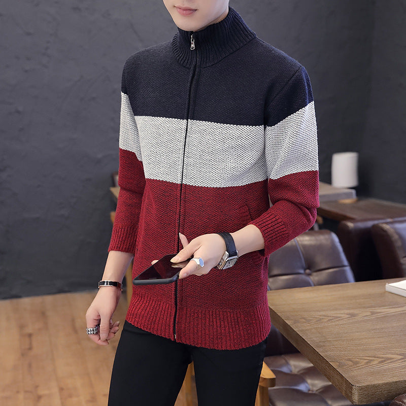 Herren Strickjacke mit hohem Kragen und praktischen Taschen EB