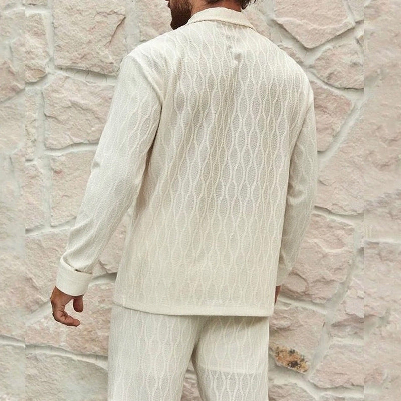 Herren eleganter Set mit feinem Strukturmuster und komfortablem Schnitt EB