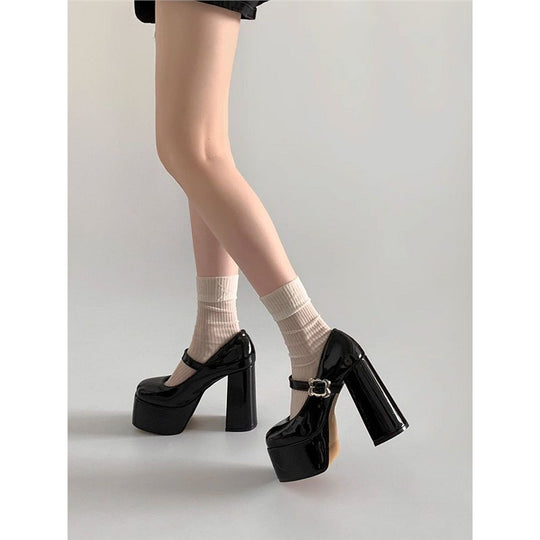 Damen Plattform Pumps mit eleganter Schnalle EB