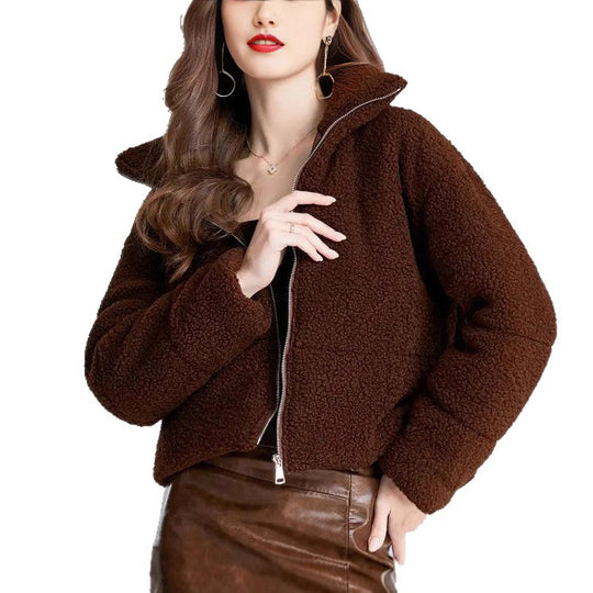 Damen Gemütliche Teddyjacke mit hohem Kragen EB