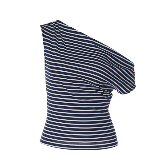 Damen Einseitig Schulterfreies Oberteil mit gestreiftem Design EB
