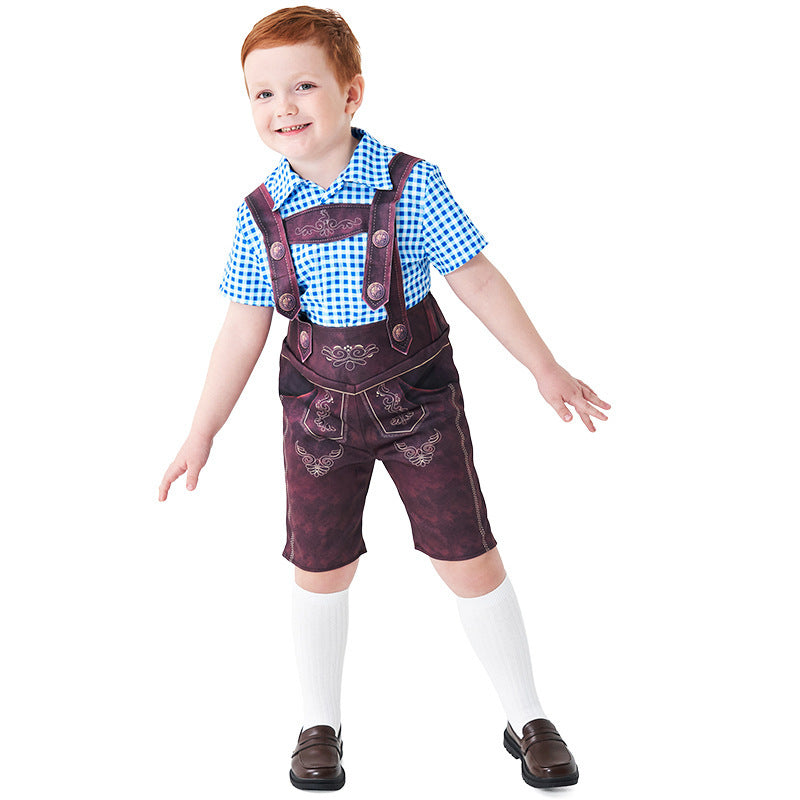 Herren nan kurze Trachtenlederhose mit verstellbaren Trägern und traditioneller Stickerei EB