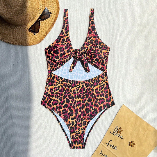 Damen Hochtaillierter Animal-Print Badeanzug EB