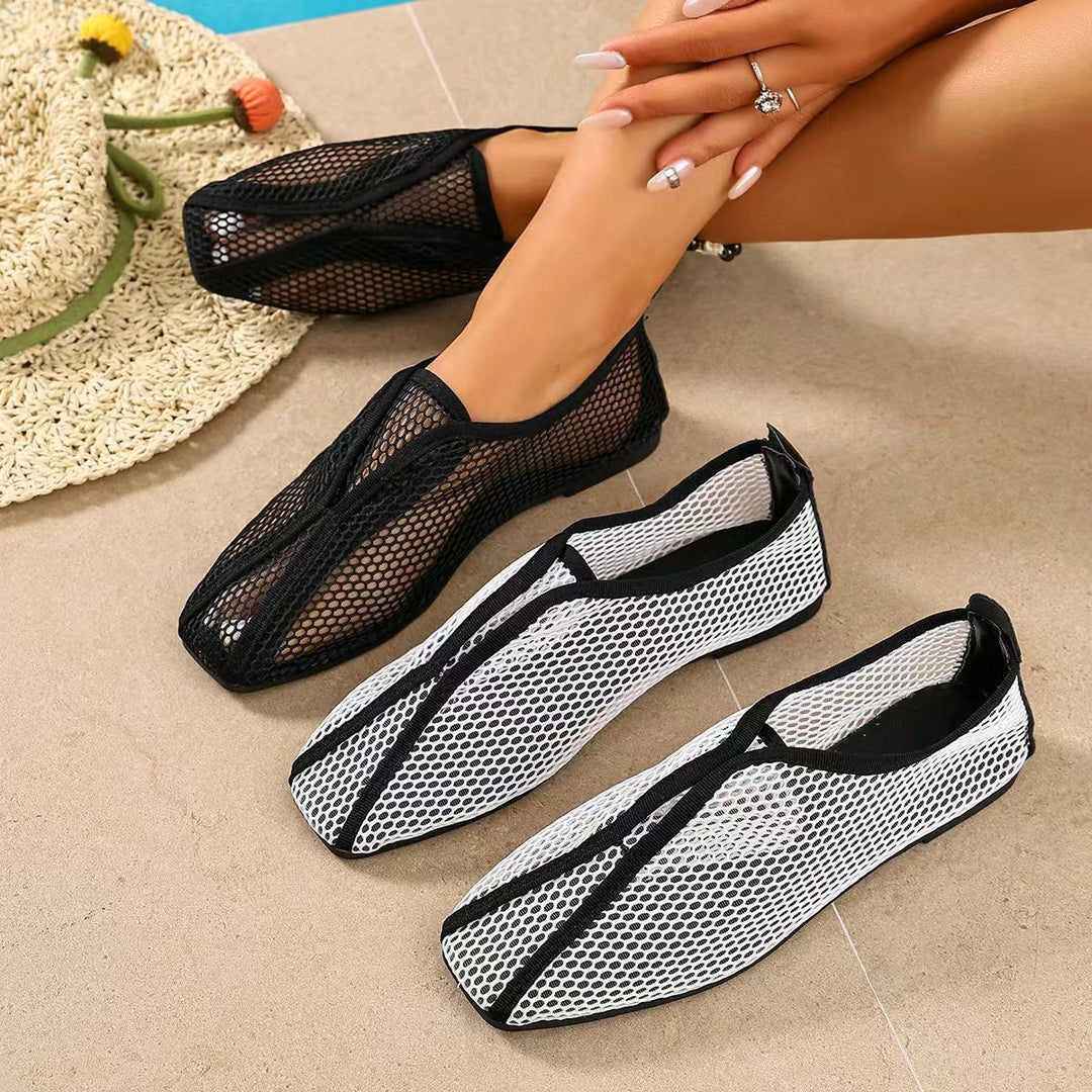 Damen atmungsaktive Mesh-Ballerinas mit funkelndem Akzent EB