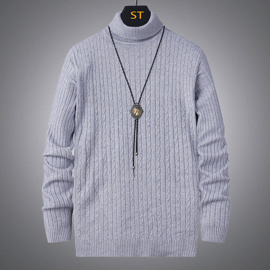 Herren Rollkragenpullover mit strukturiertem Zopfmuster EB