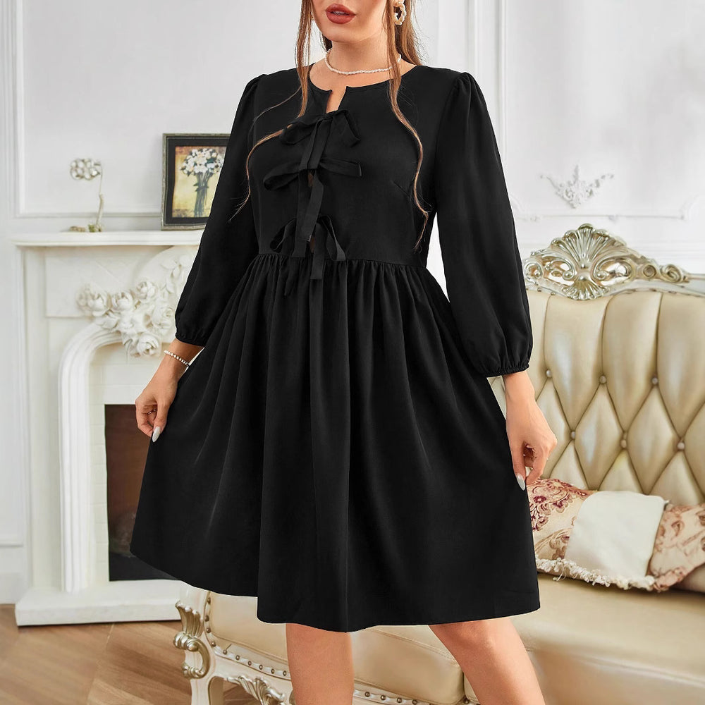 Damen Freizeitkleid mit eleganten Rüschendetails und tailliertem Schnitt EB