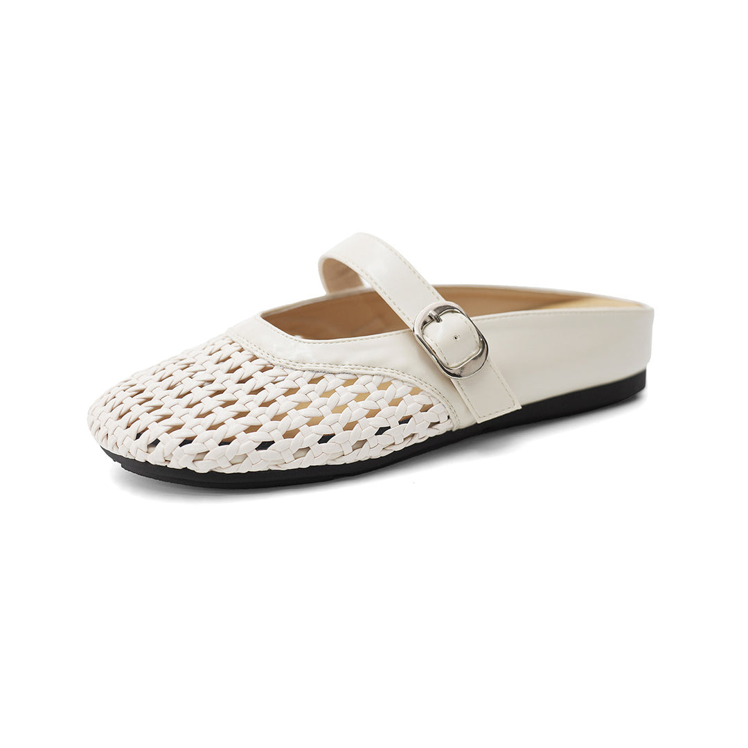 Damen Mokassins mit dekorativem Flecht-Design und verstellbarem Riemen EB