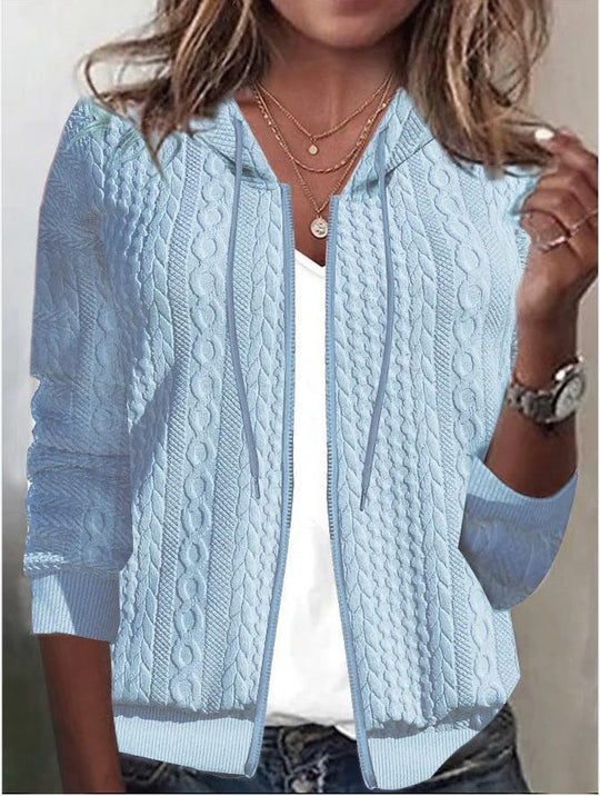 Damen Strickjacke mit Kapuze und schickem Zopfmuster EB
