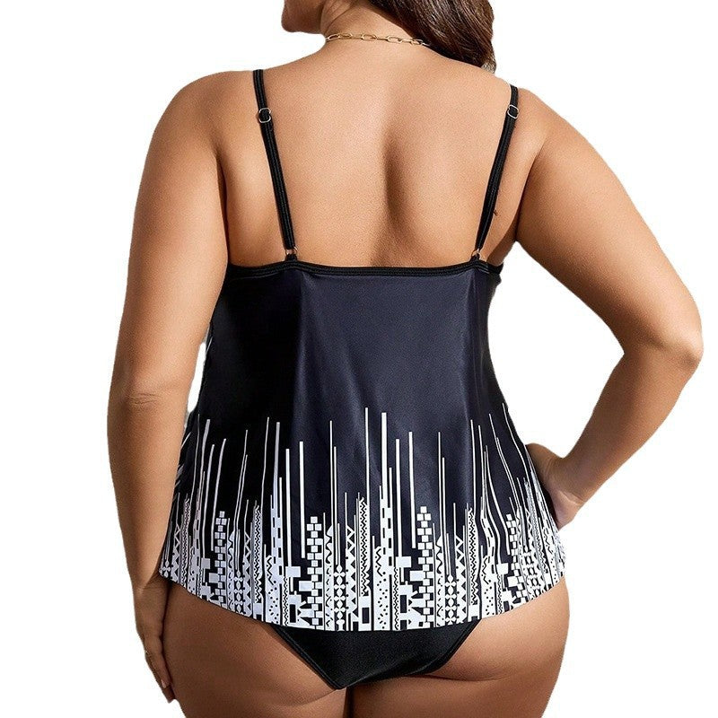 Damen Tankini mit modischen Trägern und kreativem Grafikdesign EB