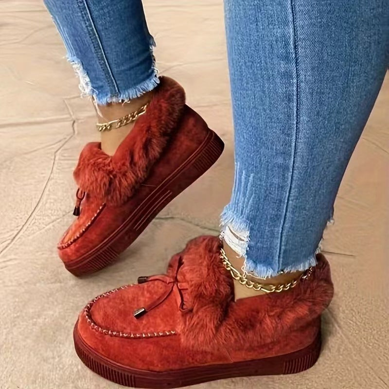 Damen Sneakers mit kuscheligem Fellkragen EB