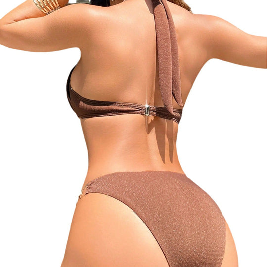Damen Triangel-Bikini mit goldenen Ringakzenten EB