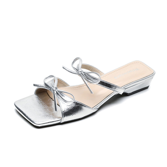 Damen elegante Slingback-Sandalen mit dekorativem Schleifenakzent EB