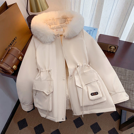 Damen Winterjacke mit abnehmbarem Kunstpelzkragen und praktischen Taschen EB