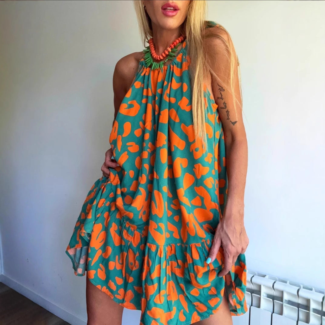 Damen Luftiges Sommerkleid mit asymmetrischem Saum und voluminösen Falten EB