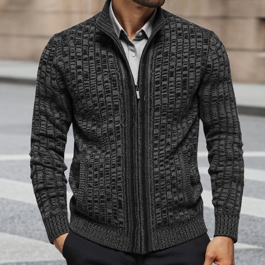 Herren strukturierte Strickjacke mit eleganter Zip-Front EB